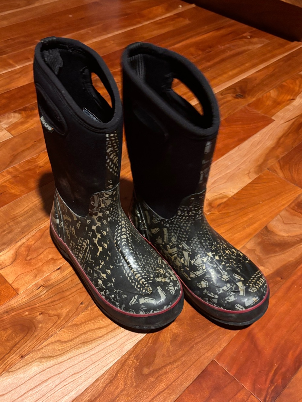 Bogs Kids Black Patterned Waterproof Snow Boots Winter Boots